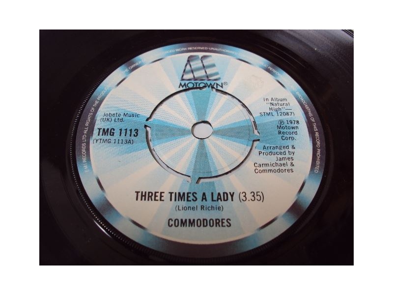 Commodores Three Times A Lady 7 Inch Single Top Hat Records